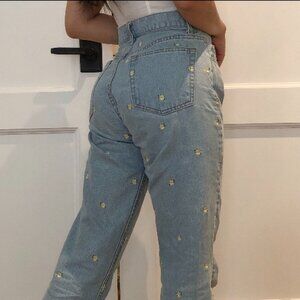 Reformation Daisy Embroidered High Waisted Jeans